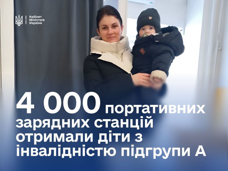 Юлія Свириденко: Уряд надає родинам з дітьми, які мають інвалідність підгрупи А, портативні зарядні станції.