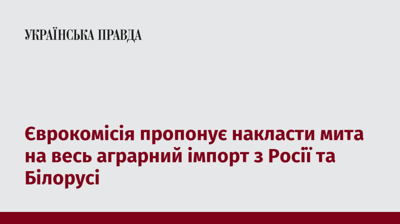 Європейська комісія планує ввести митні збори на всі аграрні товари, що імпортуються з Російської Федерації та Білорусі.